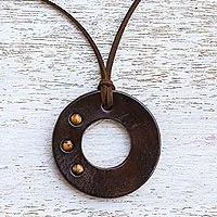 Tiger's eye pendant necklace, 'Lucky Ring'