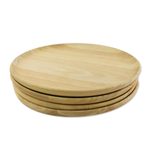 Wood plates, 'Circle Delight' (set of 4) - Four Handcrafted Round Rubberwood Plates from Thailand