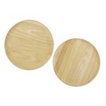 Wood plates, 'Circle Delight' (set of 4) - Four Handcrafted Round Rubberwood Plates from Thailand