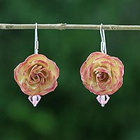 Featured review for Natural rose dangle earrings, Floral Temptation