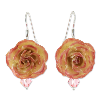 Ohrhänger aus natürlichen Rosen - Perlenohrringe aus natürlichen Rosen aus Thailand