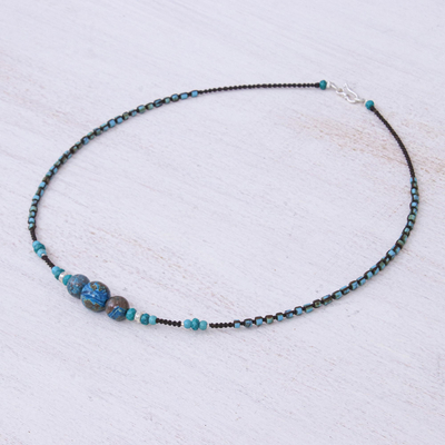 Multi-gemstone beaded macrame pendant necklace, 'Charming Waters' - Multi-Gemstone Beaded Macrame Pendant Necklace from Thailand