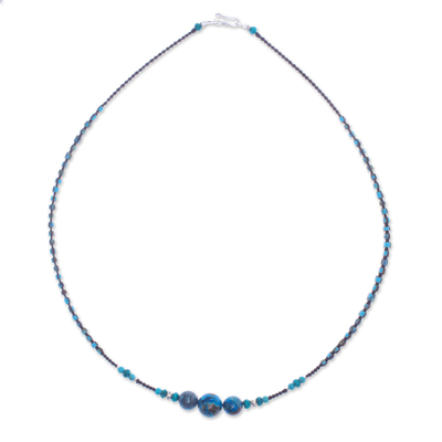 Jasper beaded pendant necklace, 'Charming Waters' - Jasper Beaded Pendant Necklace from Thailand