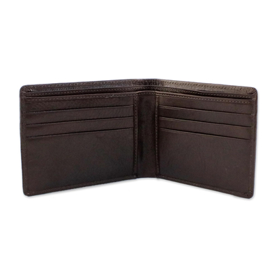 Men's leather wallet, 'Genuine in Dark Brown' - Men's Fair Trade Dark Brown Leather Wallet from Thailand