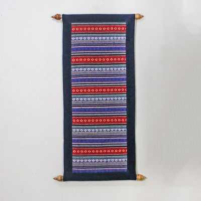 Cotton wall hanging, 'Hill Tribe Charm' - All Cotton Wall Hanging with Woven Hill Tribe Motifs
