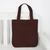 Cotton tote bag, 'River Paradise' - Deep Brown Cotton Tote Bag with Scalloped Detail (image 2b) thumbail