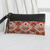 Leather accent silk wristlet, 'Chiang Mai Bouquet' - Leather Accent Silk Floral Wristlet in Pumpkin from Thailand thumbail