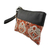 Leather accent silk wristlet, 'Chiang Mai Bouquet' - Leather Accent Silk Floral Wristlet in Pumpkin from Thailand (image 2d) thumbail