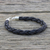 Men's leather bracelet, 'Sophisticated Braid in Black' - Men's Leather Braided Bracelet in Black from Thailand (image 2) thumbail
