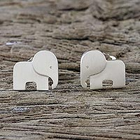 Featured review for Sterling silver stud earrings, Adorable Elephants
