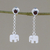 Garnet dangle earrings, 'Elephant Swing' - Garnet and Sterling Silver Elephant Earrings from Thailand (image 2) thumbail