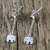 Garnet dangle earrings, 'Elephant Swing' - Garnet and Sterling Silver Elephant Earrings from Thailand (image 2b) thumbail
