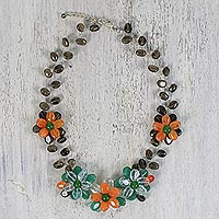 Multi-gemstone beaded necklace, 'Dreamy Radiance' - Handcrafted Multi Gemstone Floral Beaded Necklace