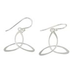Sterling silver dangle earrings, 'Triangle Twist' - Sterling Silver 3-Point Dangle Earrings from Thailand