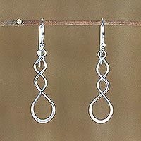 Sterling silver dangle earrings, 'Droplet Twist'