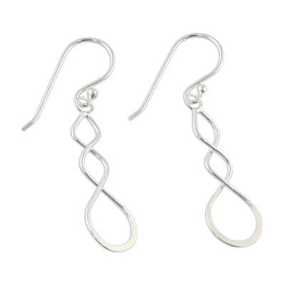 Sterling silver dangle earrings, 'Droplet Twist' - Sterling Silver Twisting Dangle Earrings from Thailand