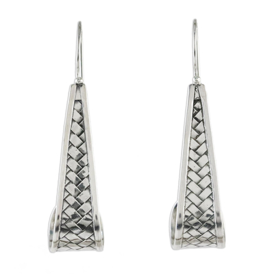 Sterling silver dangle earrings, 'Curling Weave' - Sterling Silver Weave Motif Dangle Earrings from Thailand