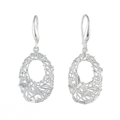 Sterling silver dangle earrings, 'Shining Nests' - Sterling Silver Wire Dangle Earrings from Thailand