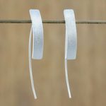 Sterling silver drop earrings, 'Modern Flair' - Sterling Silver Rectangular Drop Earrings from Thailand