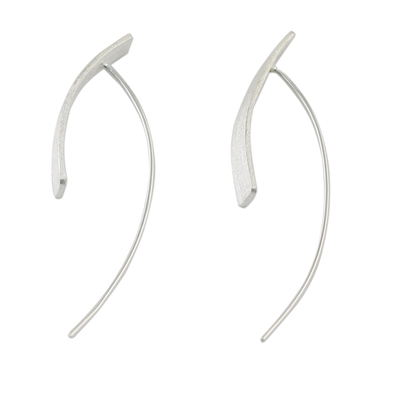 Sterling silver drop earrings, 'Modern Flair' - Sterling Silver Rectangular Drop Earrings from Thailand
