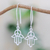 Sterling silver dangle earrings, 'Peaceful Hamsa' - Sterling Silver Hamsa Peace Sign Earrings from Thailand thumbail