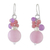 Pendientes de racimo de cuarzo y perlas cultivadas - Pendientes de racimo de perlas y cuarzo morado y rosa hechos a mano