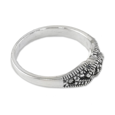 Marcasite cocktail ring, 'Eye of Secrets' - Sterling Silver Eye-Shaped Cocktail Ring from Thailand