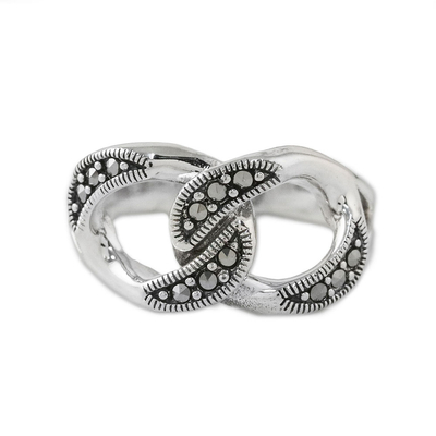 Sterling silver cocktail ring, 'Come Together' - Sterling Silver Cocktail Ring with Openwork from Thailand