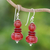 Carnelian dangle earrings, 'Fiery Memory' - Carnelian Beaded Dangle Earrings from Thailand (image 2) thumbail