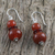 Carnelian dangle earrings, 'Fiery Memory' - Carnelian Beaded Dangle Earrings from Thailand (image 2b) thumbail