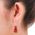 Carnelian dangle earrings, 'Fiery Memory' - Carnelian Beaded Dangle Earrings from Thailand (image 2c) thumbail