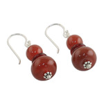 Carnelian dangle earrings, 'Fiery Memory' - Carnelian Beaded Dangle Earrings from Thailand