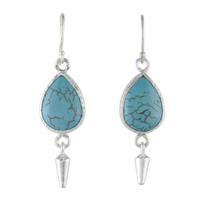 Sterling silver dangle earrings, 'Luxurious Drops' - Sterling Silver and Calcite Dangle Earrings from Thailand