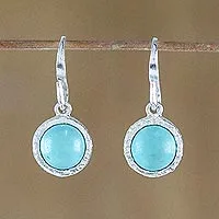 Sterling silver dangle earrings, 'Windows to the Sky' - Magnesite and Silver Dangle Earrings from Thailand