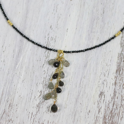 Multi-gemstone pendant necklace, 'Beautiful Cavern' - Multi-Gemstone Beaded Pendant Necklace from Thailand