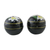 Decorative wood boxes, 'Plumeria Charm' (pair) - Pair of Round Lacquerware Boxes with Plumeria Motifs (image 2a) thumbail