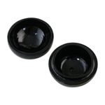 Decorative wood boxes, 'Plumeria Charm' (pair) - Pair of Round Lacquerware Boxes with Plumeria Motifs