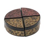 Wood decorative boxes, 'Floral Fourths' (set of 4) - Four Complementary Floral Decorative Boxes from Thailand