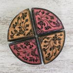 Wood decorative boxes, 'Floral Fourths' (set of 4) - Four Complementary Floral Decorative Boxes from Thailand