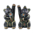 Holzfiguren, „Wogende Katzen“ (Paar) - Lackwaren-Holzkatzenfiguren aus Thailand (Paar)