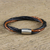 Leather wristband bracelet, 'Harmonious Braid' - Black and Brown Leather Wristband Bracelet from Thailand (image 2b) thumbail