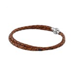 Leather wrap bracelet, 'Brown Charm' (15.5 inch) - 15.5 Inch Brown Leather Wrap Bracelet from Thailand