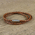Wickelarmband aus Leder, (23 Zoll) - 23-Zoll-Wickelarmband aus geflochtenem braunem Leder aus Thailand