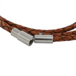 Leather wrap bracelet, 'Brown Charm' (23 inch) - 23 Inch Braided Brown Leather Wrap Bracelet from Thailand