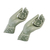 Celadon ceramic incense holders, 'Thai Dance Hands' (pair) - Light Green Celadon Incense Holders Set of 2 from Thailand (image 2a) thumbail