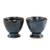 Ceramic teacups, 'Mood Indigo' (pair) - Indigo Blue Footed Ceramic Teacups from Thailand (Pair) (image 2a) thumbail