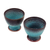 Ceramic teacups, 'Serene Seas' (pair) - Turquoise and Brown Footed Ceramic Teacups (Pair) (image 2c) thumbail