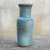 Keramische Vase, 'Vintage-Dekor' - Handgefertigte türkisblaue Keramikvase aus Thailand