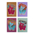 Grußkarten aus Baumwolle und Papier, (4er-Set) - Vier Batik-Grußkarten mit Elefantenmotiv aus Thailand