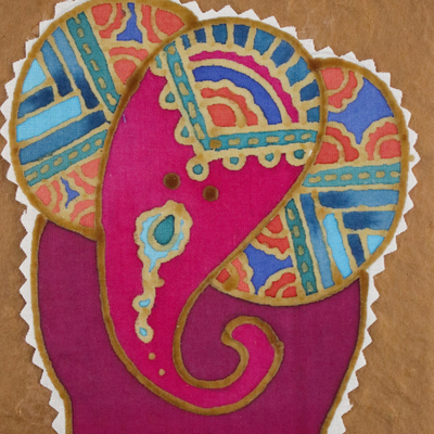 Cotton and paper greeting cards, 'Wonderful Elephants' (set of 4) - Four Batik Elephant-Themed Greeting Cards from Thailand